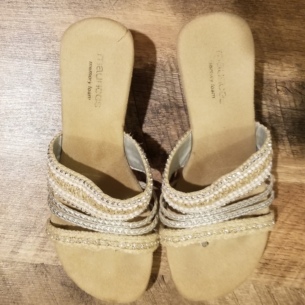 Maurices gold and silver wedges size 8
